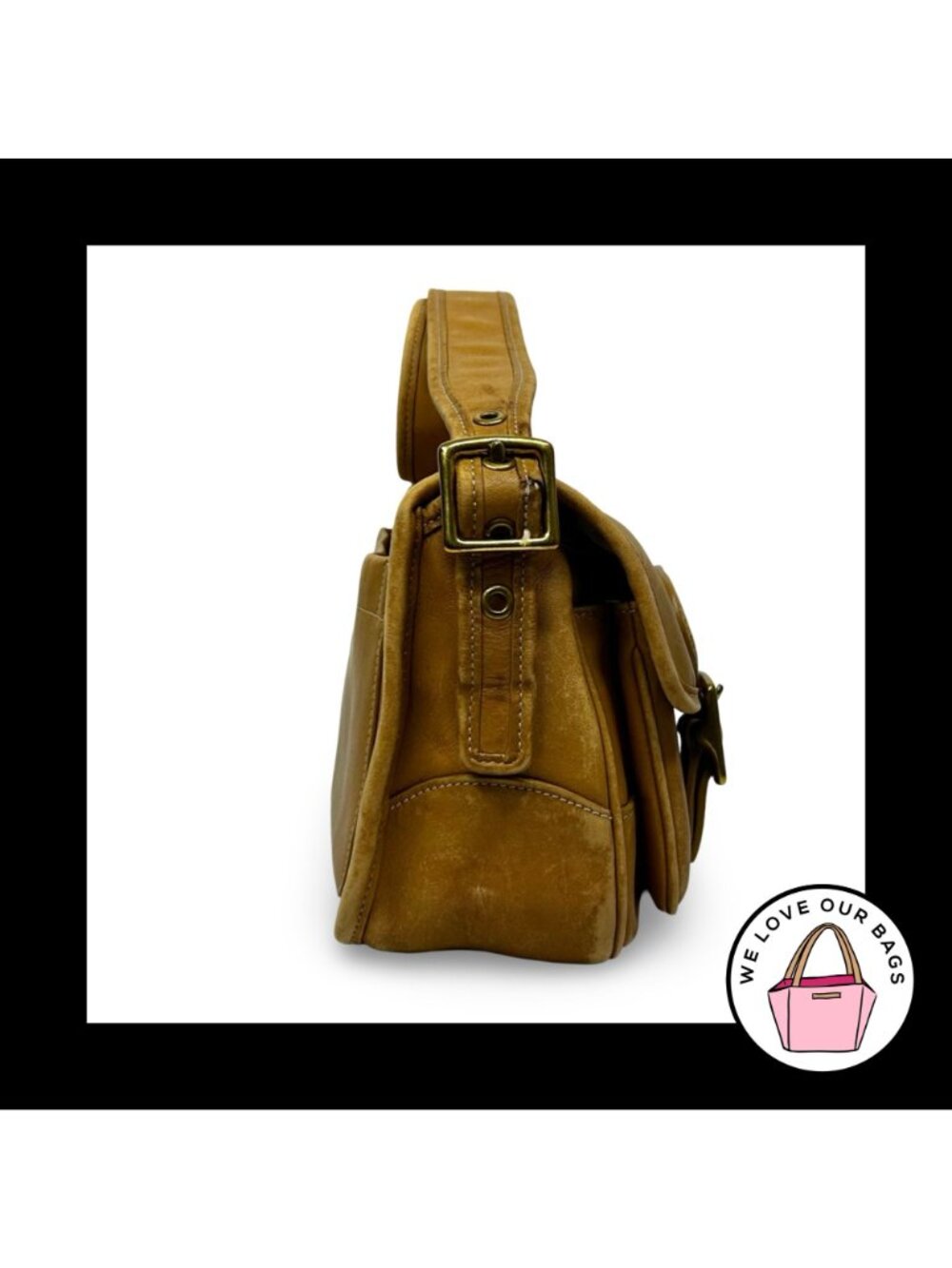 Vintage COACH LEGACY SADDLE FIELD Bag Camel Brown Glovetanned Leather Small 9128 - Picture 3 of 8